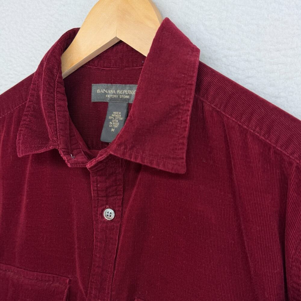 BANANA REPUBLIC Shirt Mens M Corduroy Workshirt Utility Cotton Red